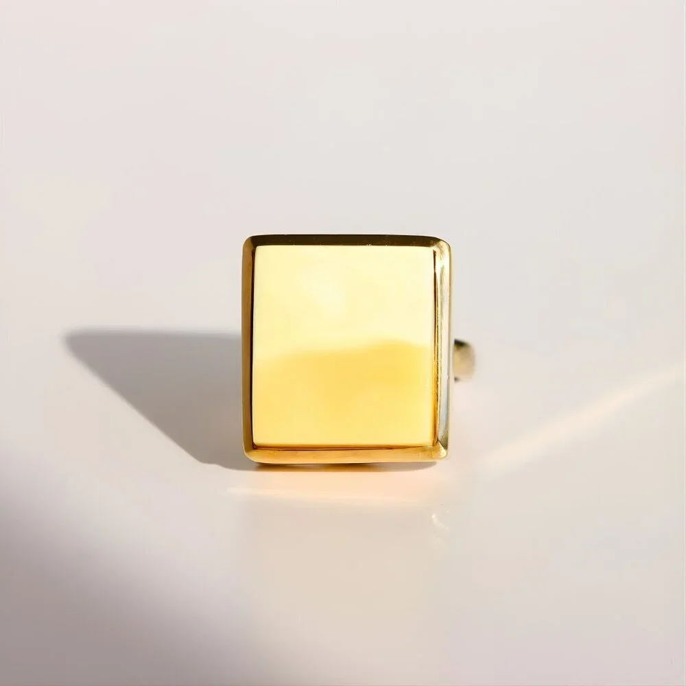 Baltic Butterscotch and White Amber Gold Ring- 14k Gold Plated Sterling Silver